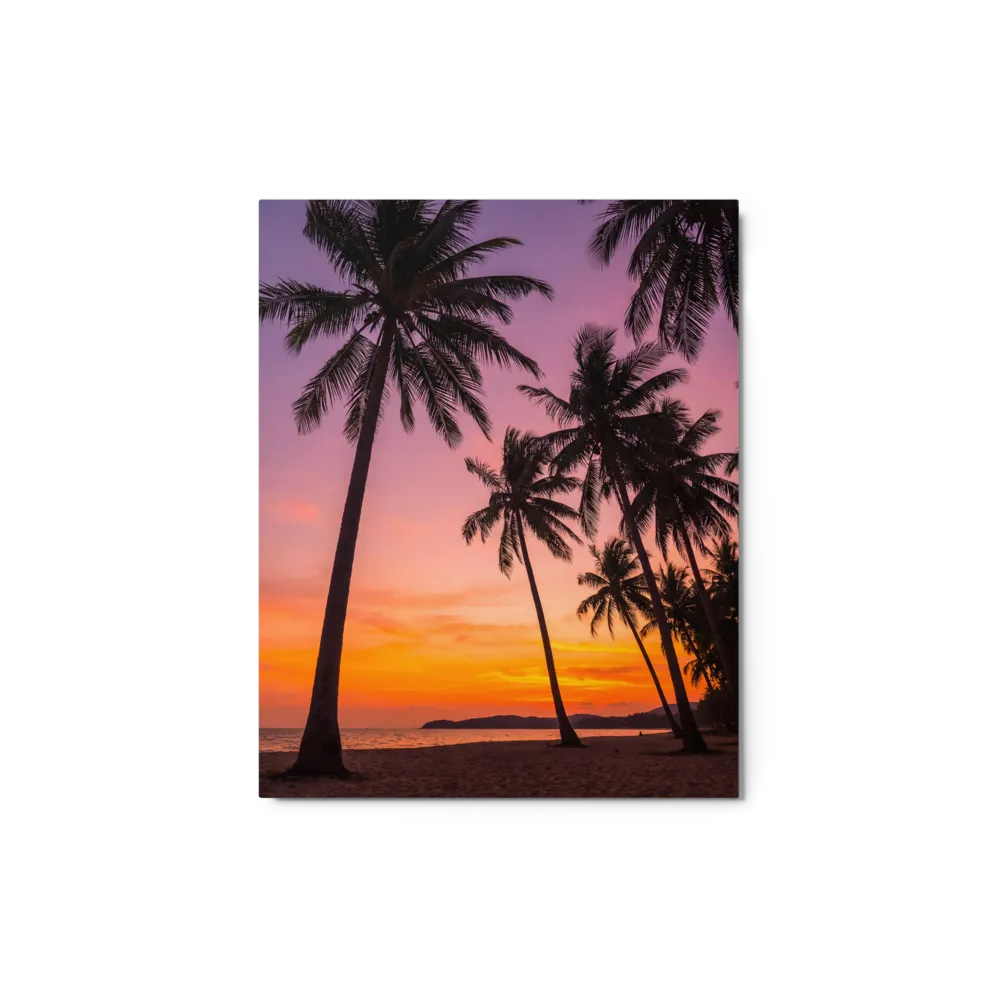 Tropical Sunset Silhouette 
 Canvas with Brown Frame