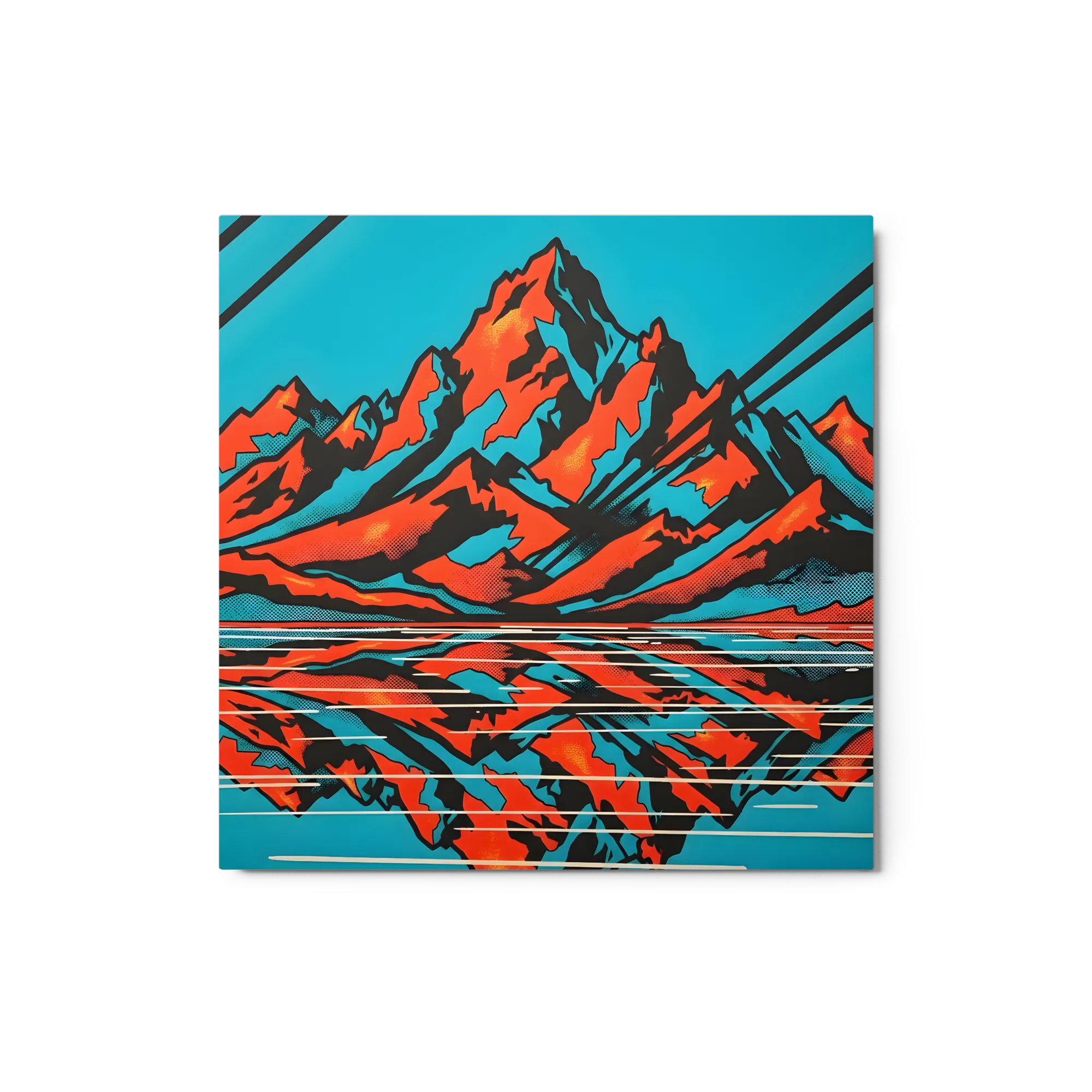 Pop Art Mountain Reflection 
 Canvas with Black Frame
