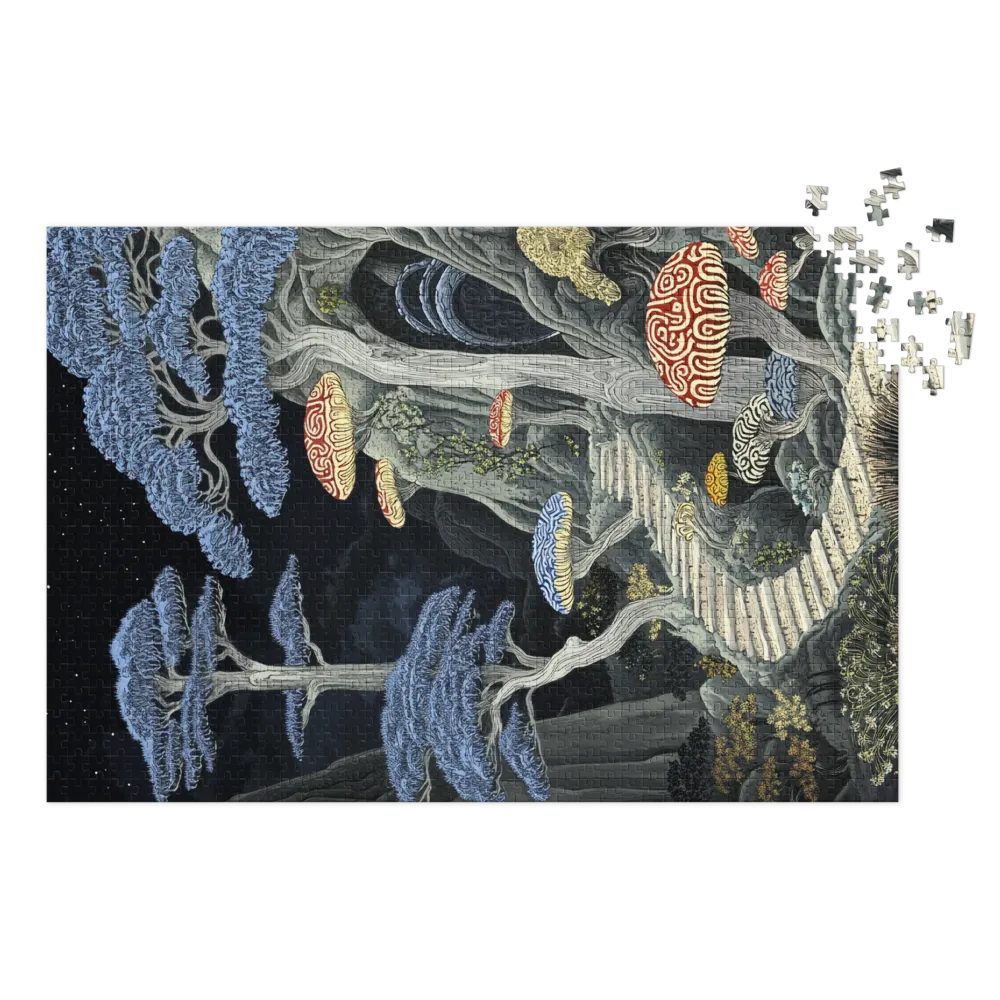 Surreal Fantasy Landscape with Mushrooms
