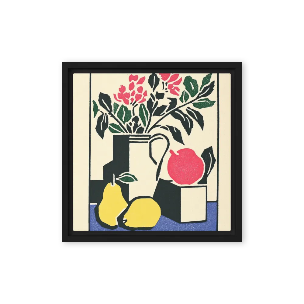 Fruit and Floral Still Life 
 Poster with Red oak Frame | 14″x 14″