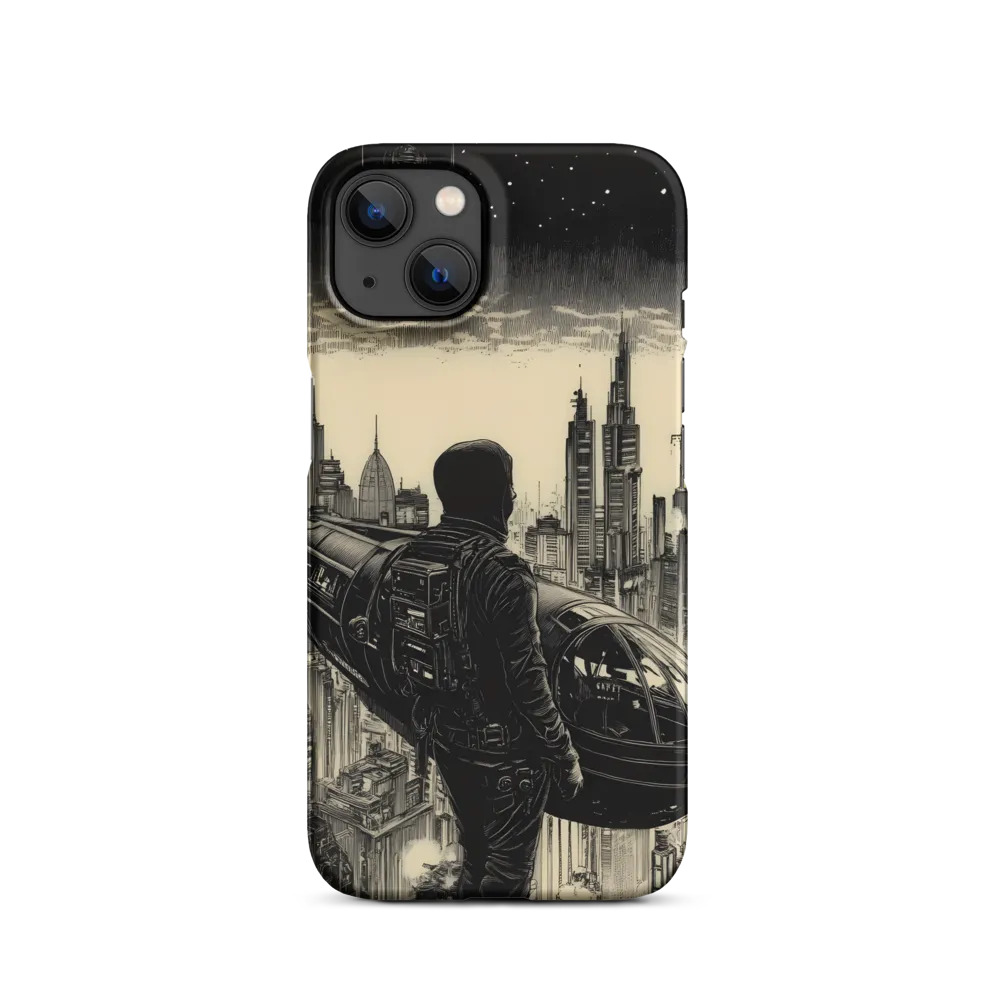 Futuristic Cityscape with Spaceship | Phone Case
