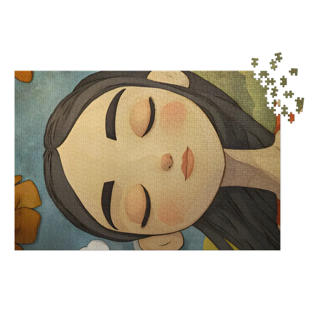 Tranquil Girl Portrait 
 Jigsaw Puzzle in Tin Box