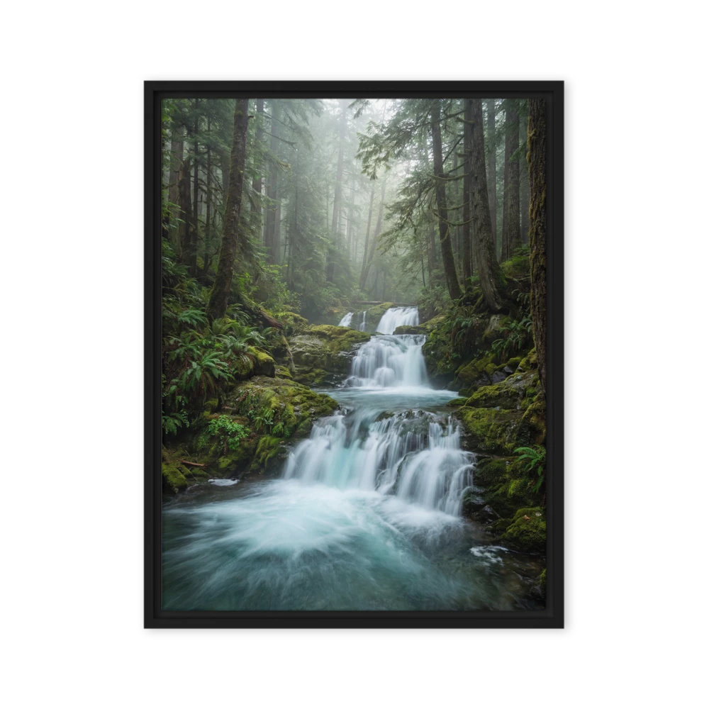 Misty Forest Waterfall | Art Print