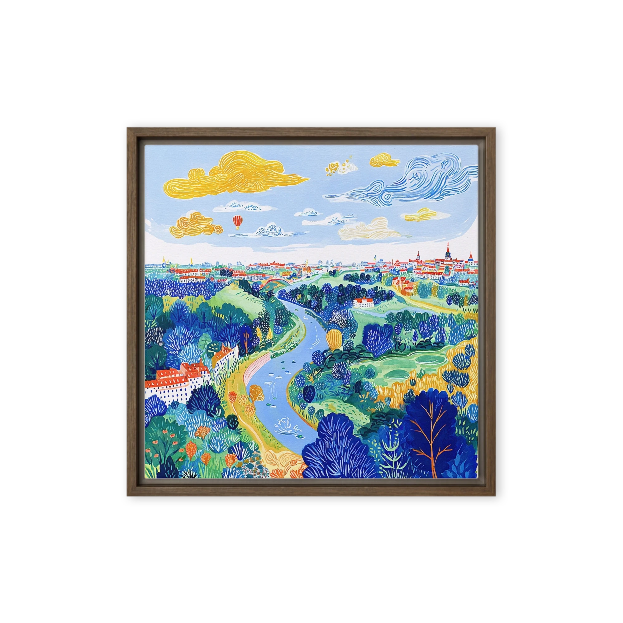 Winding River and City View | Art Print