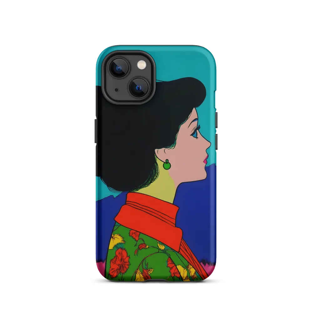Vibrant Woman in Kimono Profile | Phone Case