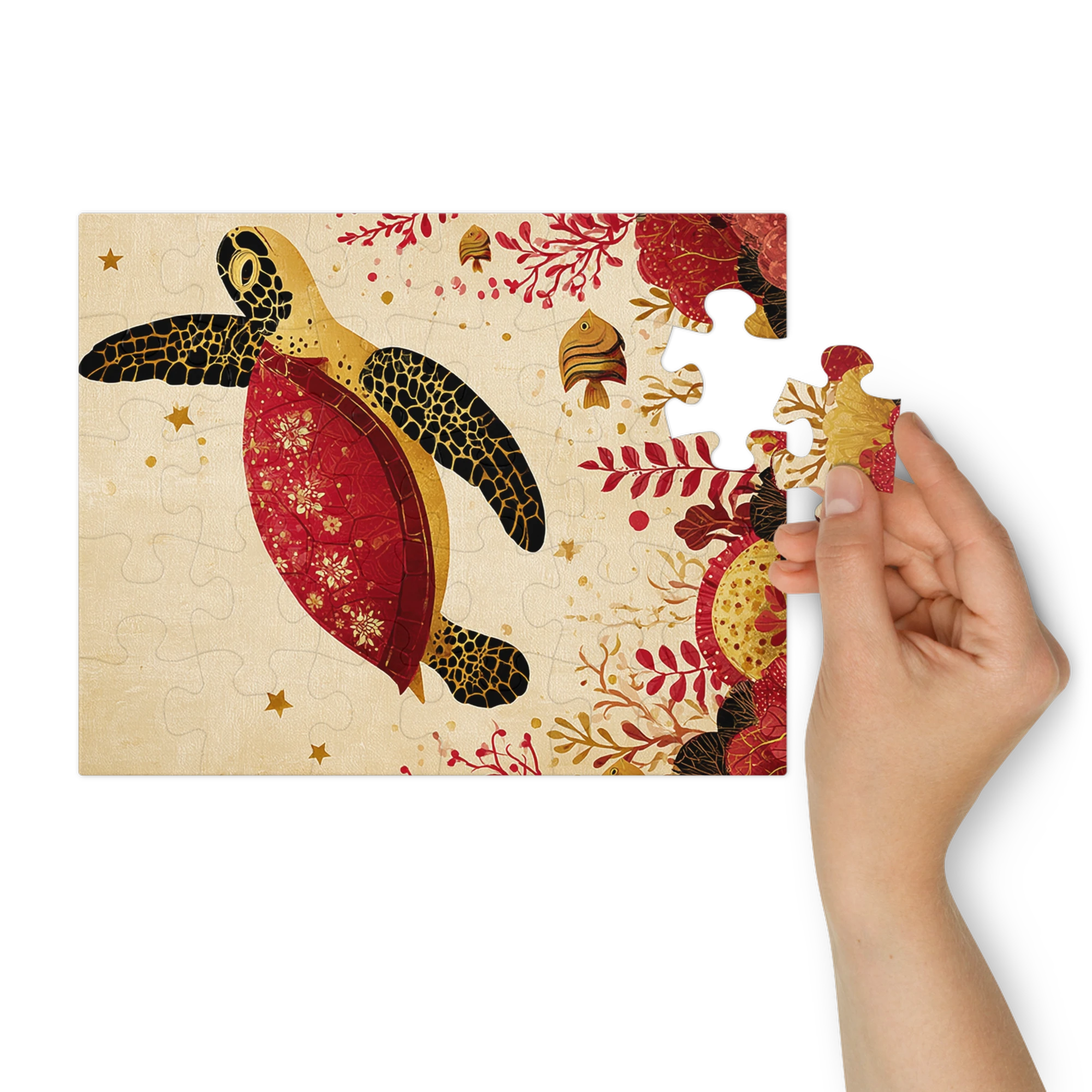 Red and Gold Sea Turtle | Jigsaw Puzzles