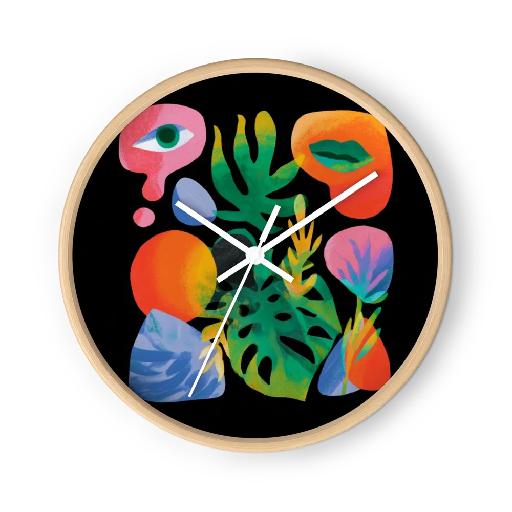 Risograph Folk Abstraction Wall Clocks — Bright Shapes On Black