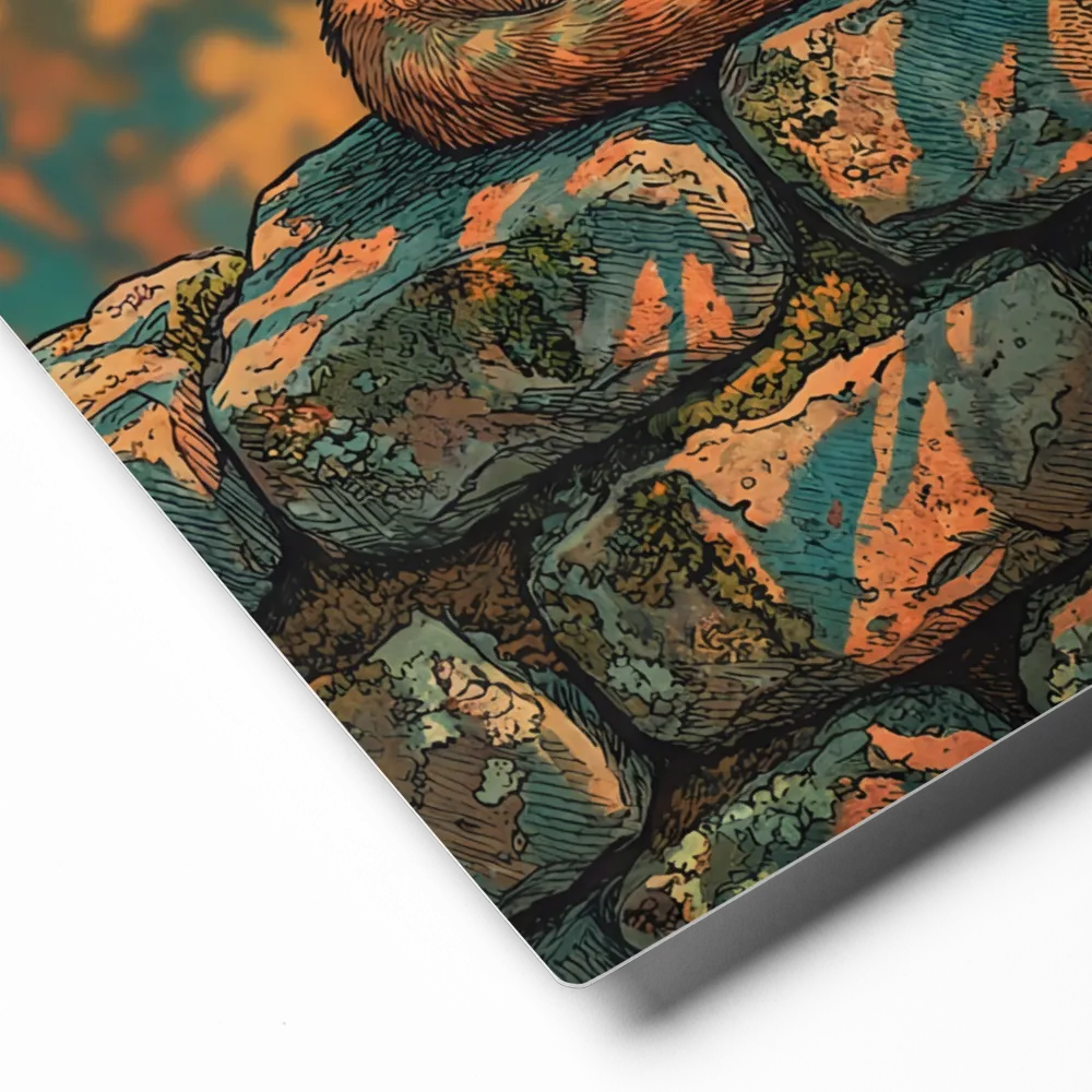 Autumn Nap on Stone Wall 
 Canvas | 6″x 6″