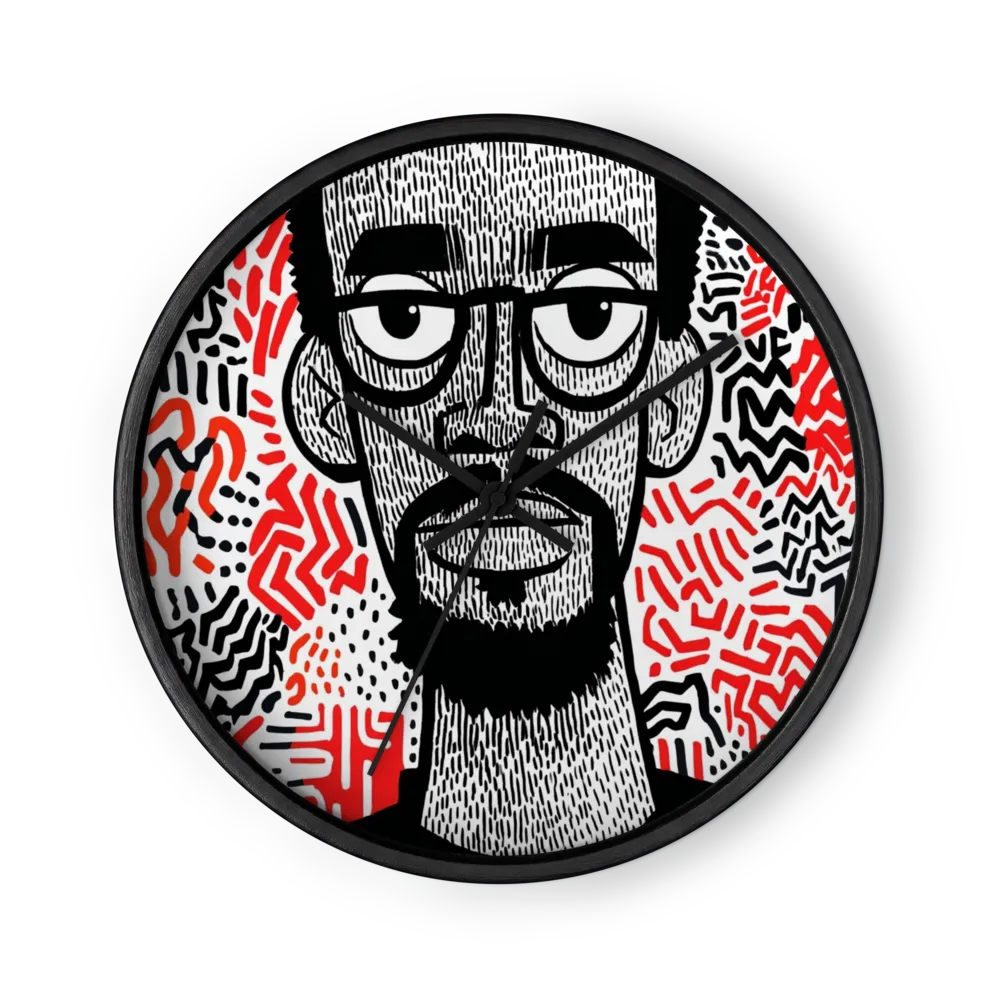 Linocut Man in Pattern | Wall Clock