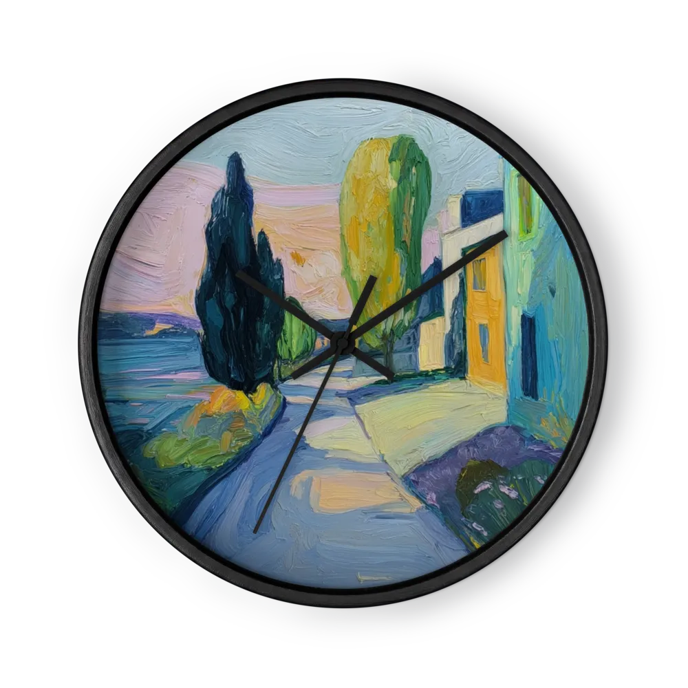 Coastal Village at Dusk | Wall Clock