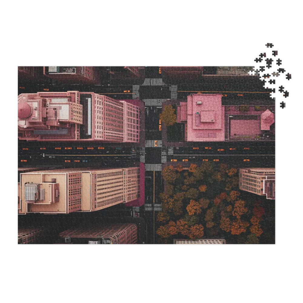 Aerial Cityscape in Pink