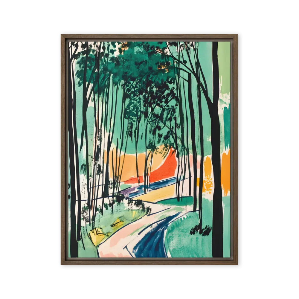 Winding Forest Path 
 Canvas with Brown Frame