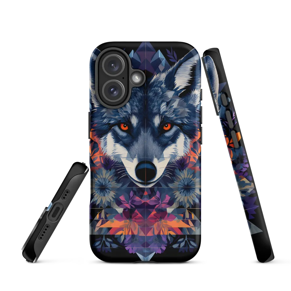 Wolf Illustration with Floral Elements | Phone Case