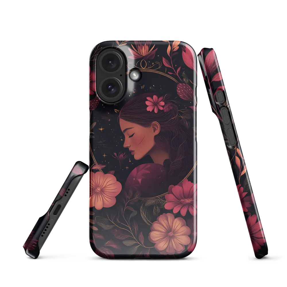 Art Nouveau Woman with Floral Frame 
 iPhone 15 Pro | Snap Case
