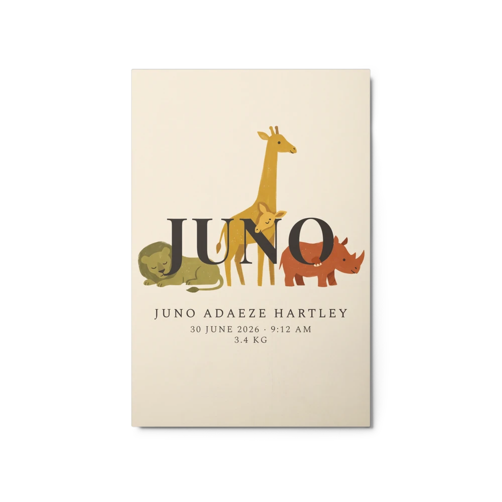 Nursery Name Art — Retro Safari