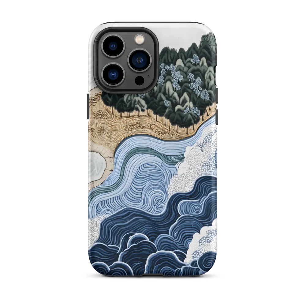 Coastal Landscape with Waves and Forest | Phone Case