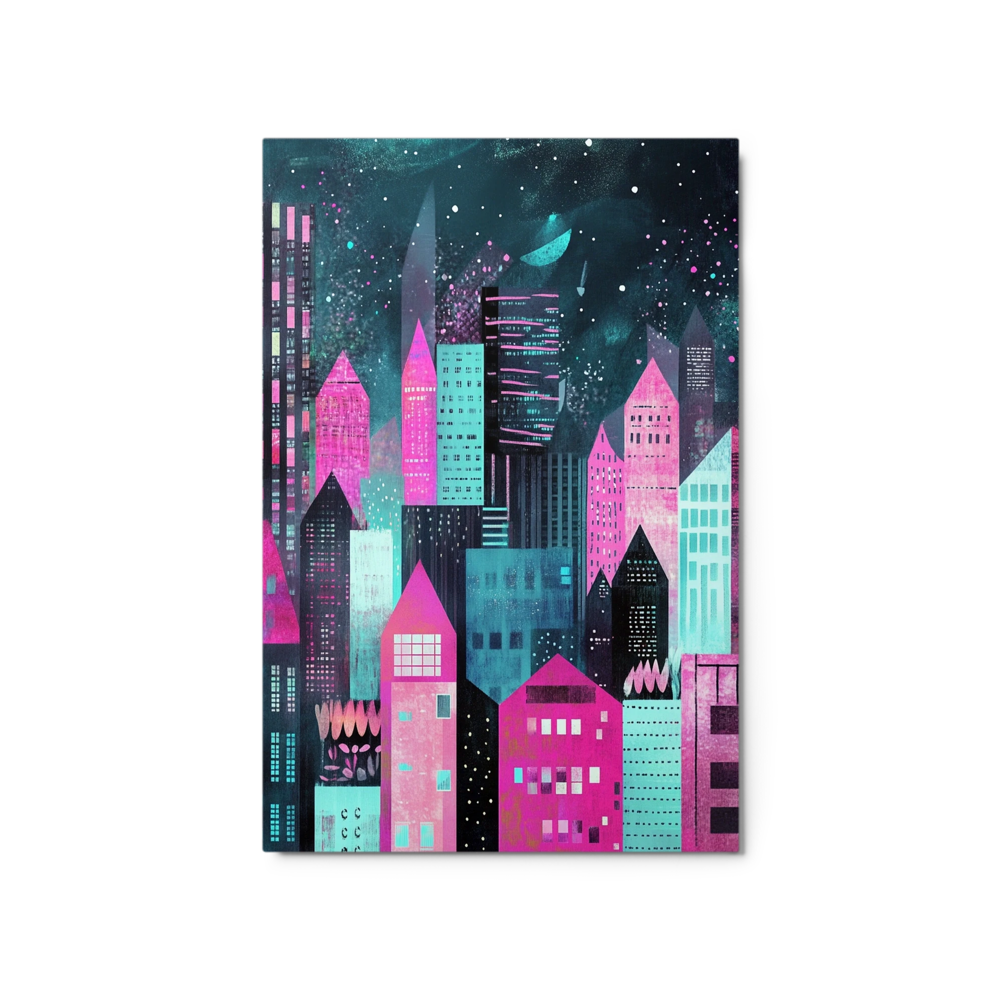 Abstract Pink and Blue Cityscape