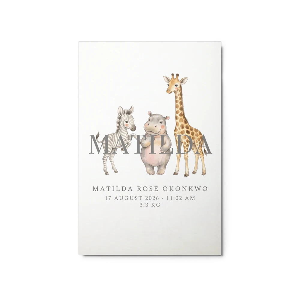 Nursery Name Art — Hugged Safari
