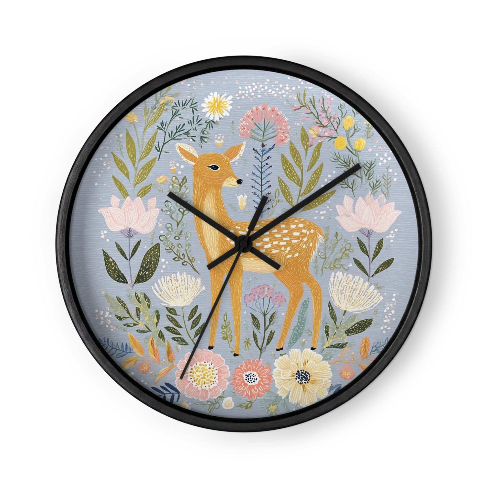 Spotted Fawn in Floral Wreath