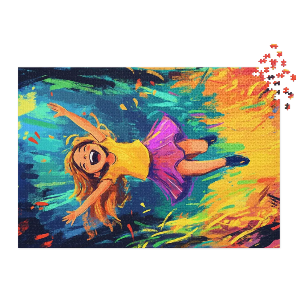 Joyful Girl in Colorful Background | Jigsaw Puzzle (252/520 pieces)