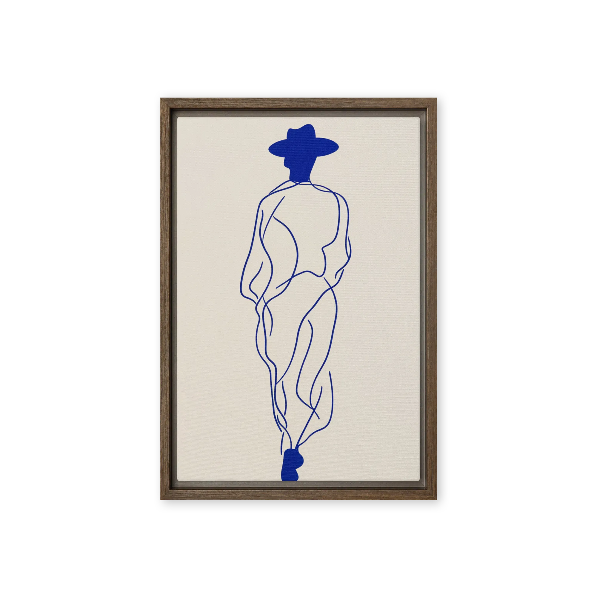 Wading herons and ink gestures — Continuous cobalt contour