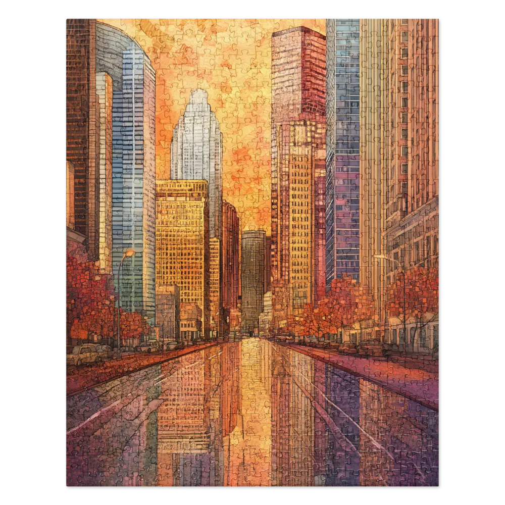Urban Mosaic Sunset 
 Jigsaw Puzzle