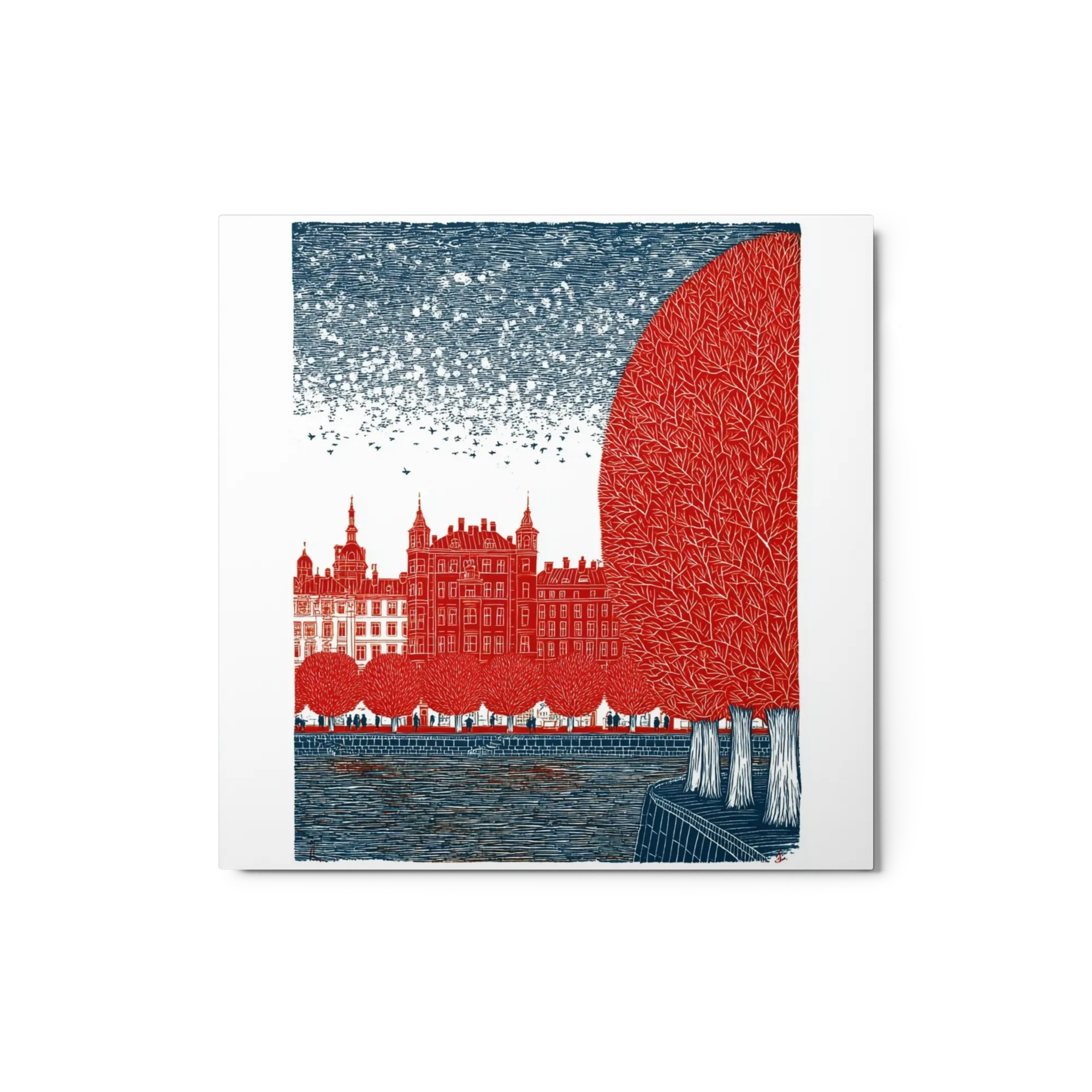 Crimson Waterfront Silhouette