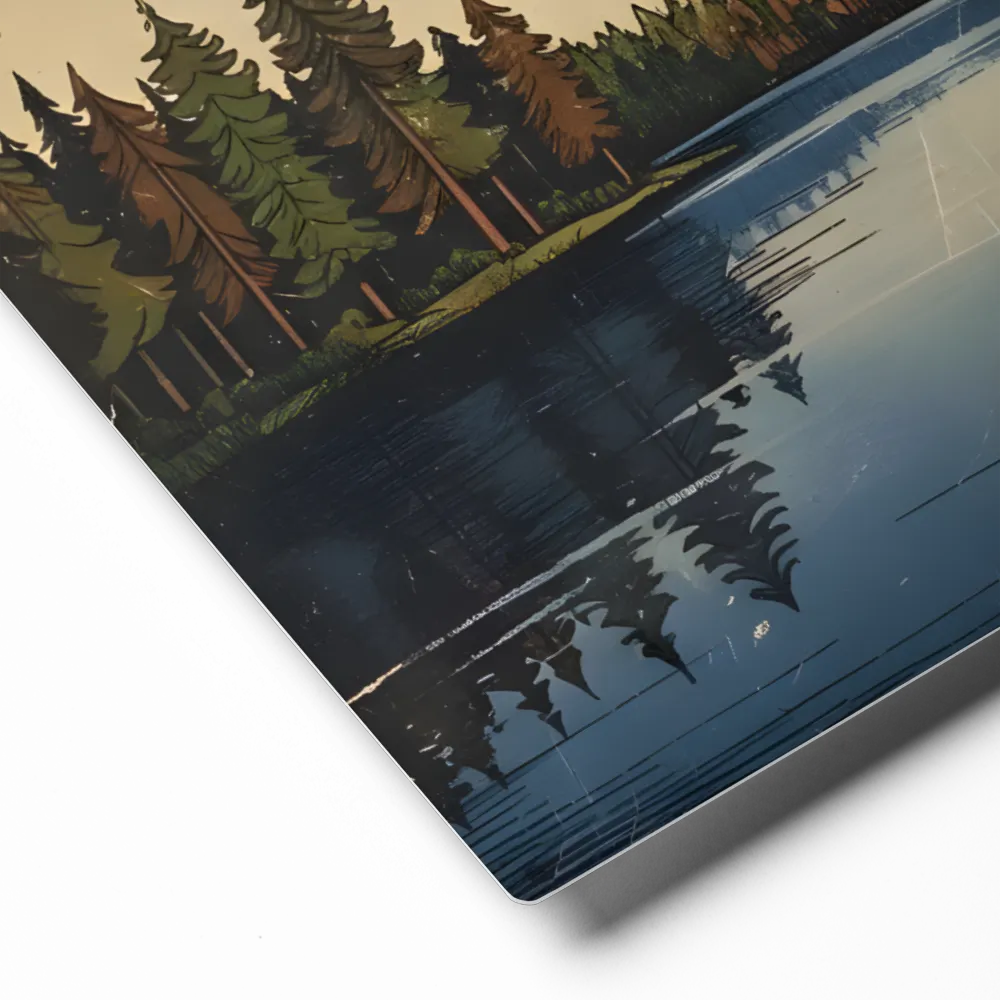 Pine Forest Lake Reflection 
 Canvas | 32″x 32″