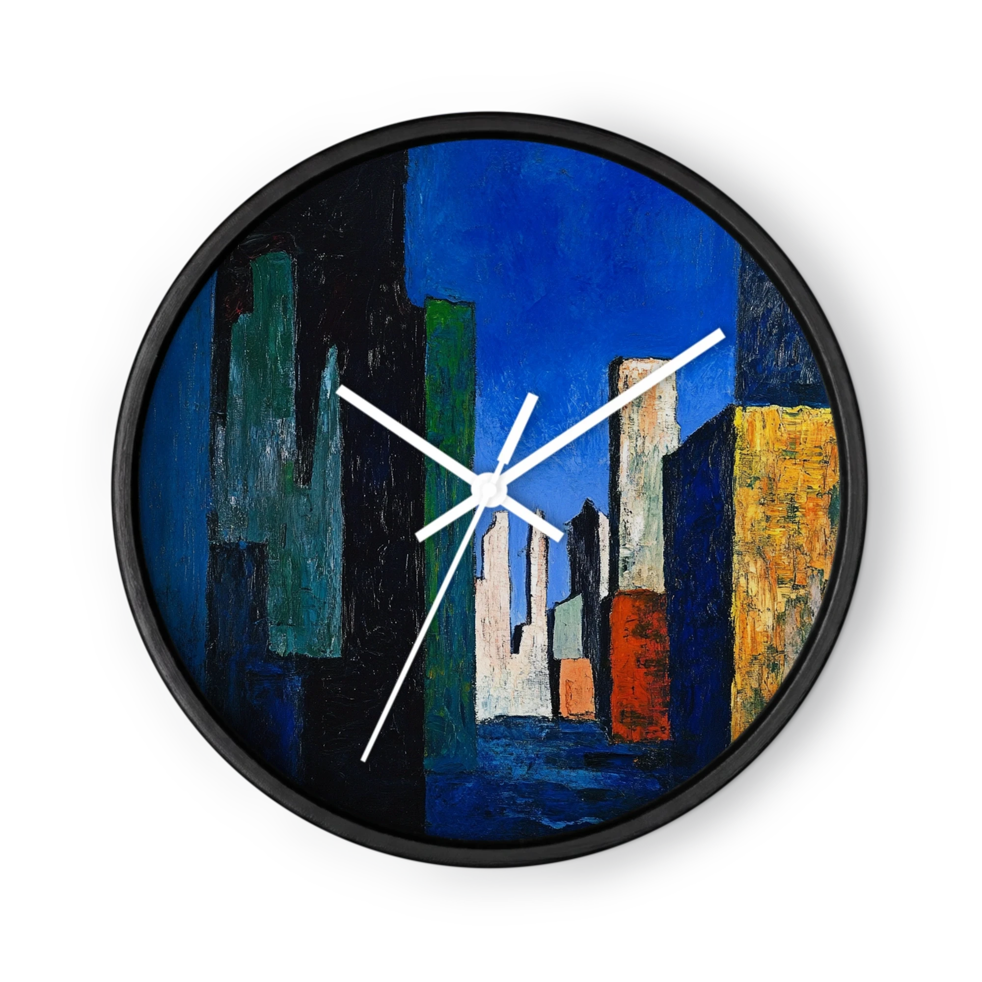 Nocturnal Glass Reflections Wall Clocks — Ultramarine & Amber Nights