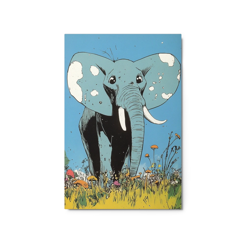 Elephant in Mushroom Meadow | Art Print