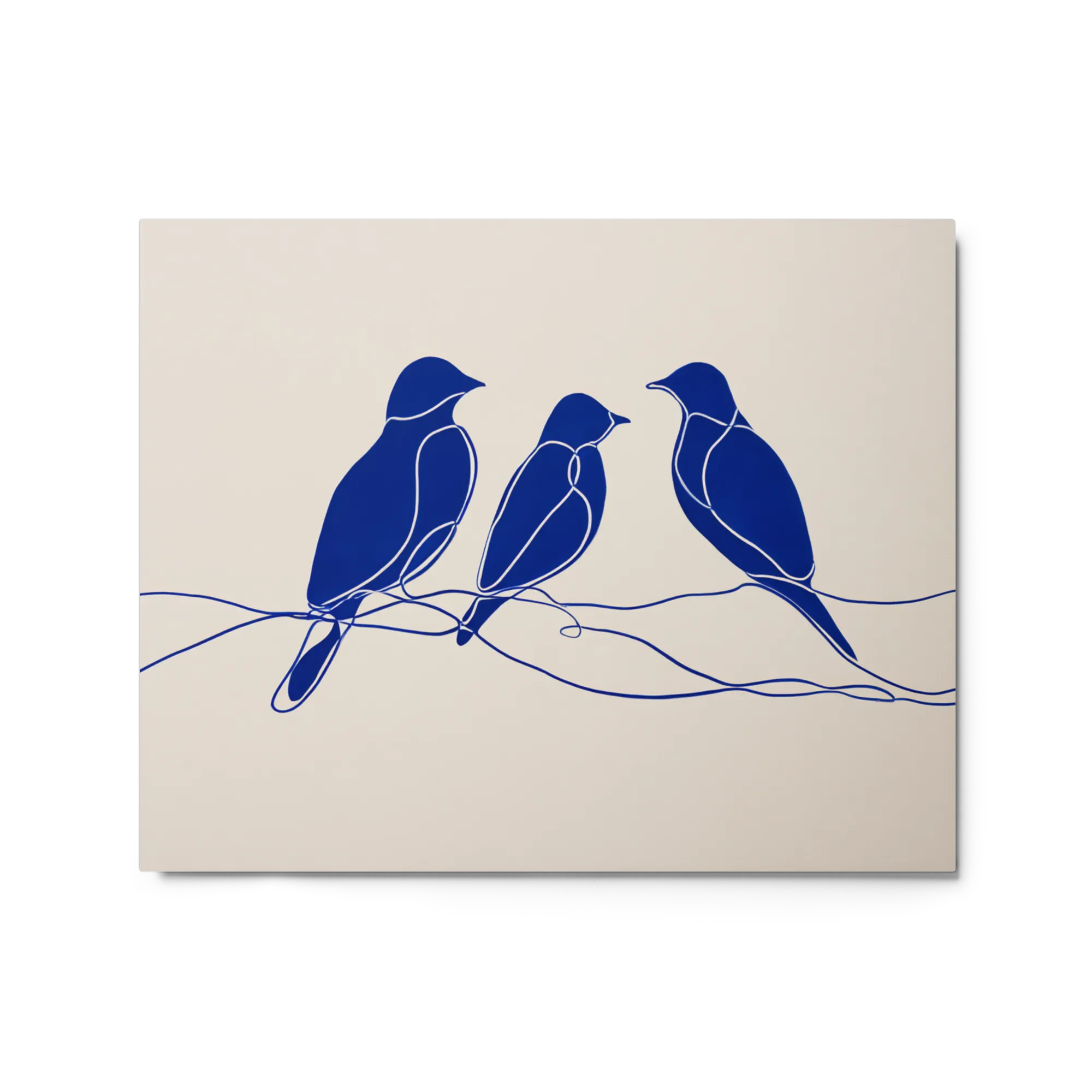 Three Blue Birds on a Line