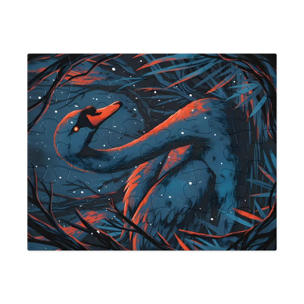 Midnight Swan 
 Jigsaw Puzzle in Tin Box