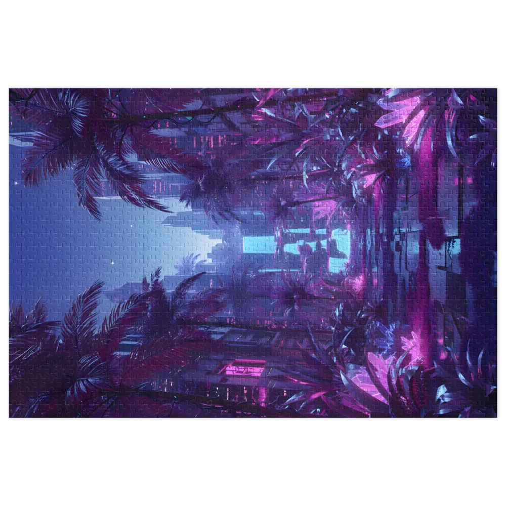 Neon Oasis Cascade 
 Jigsaw Puzzle in Tin Box