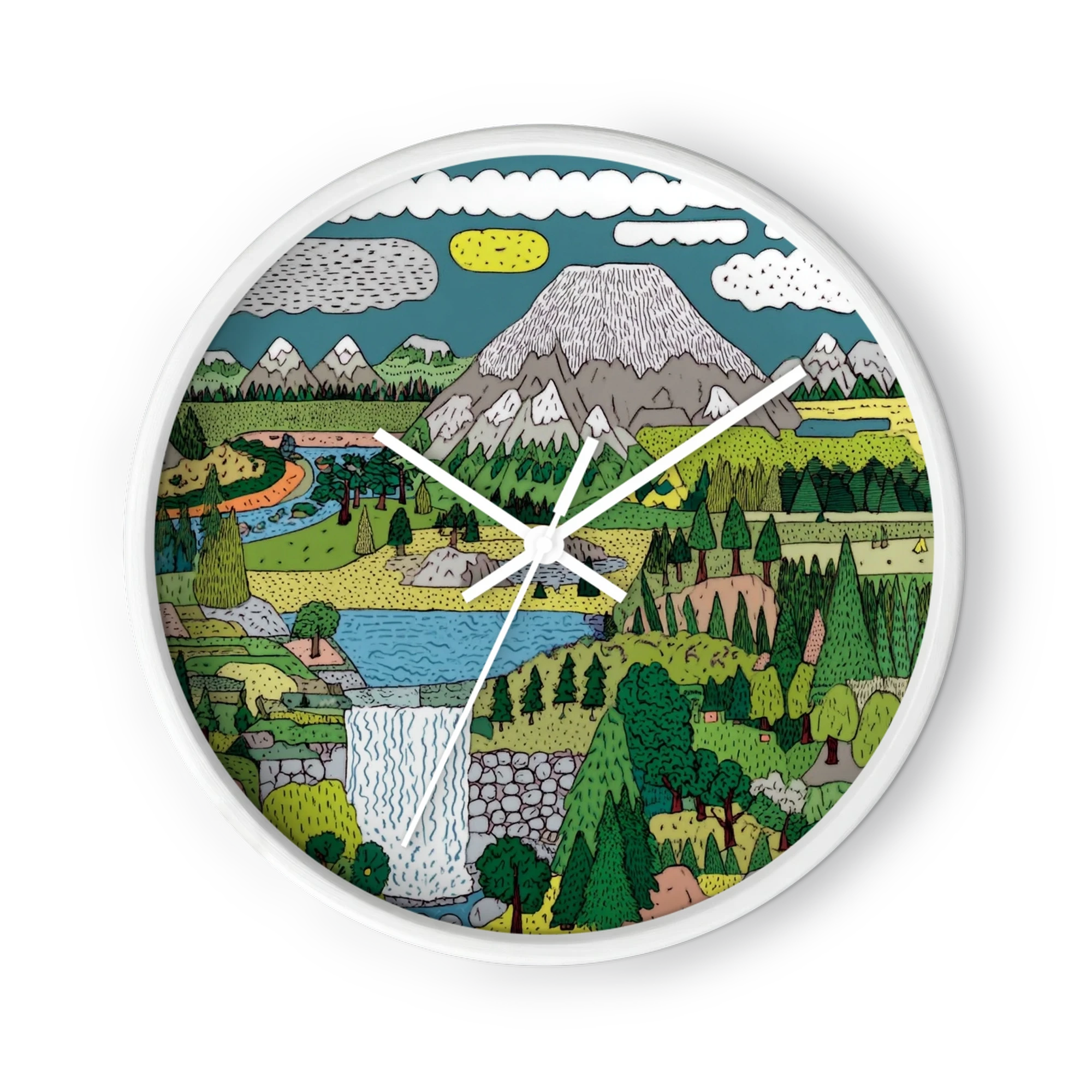 Mountain Waterfall Realm | Wall Clock