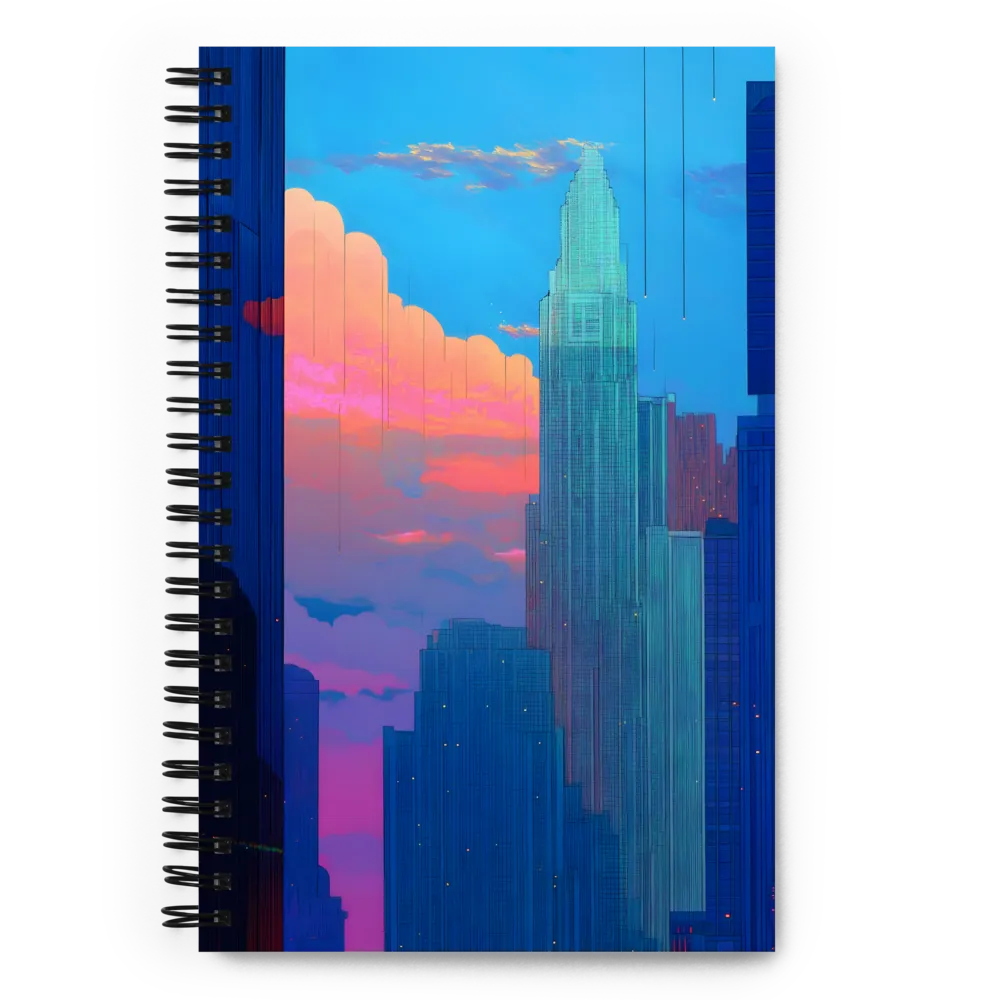 Retro-Futuristic Cityscape at Dusk 
 Spiral Notebook | 140 pages
