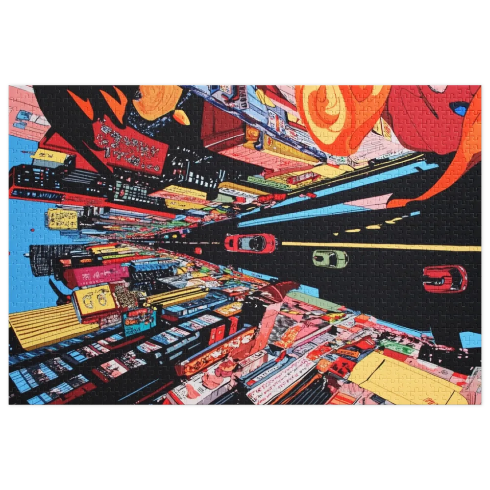 Dynamic Futuristic Cityscape 
 Jigsaw Puzzle in Tin Box