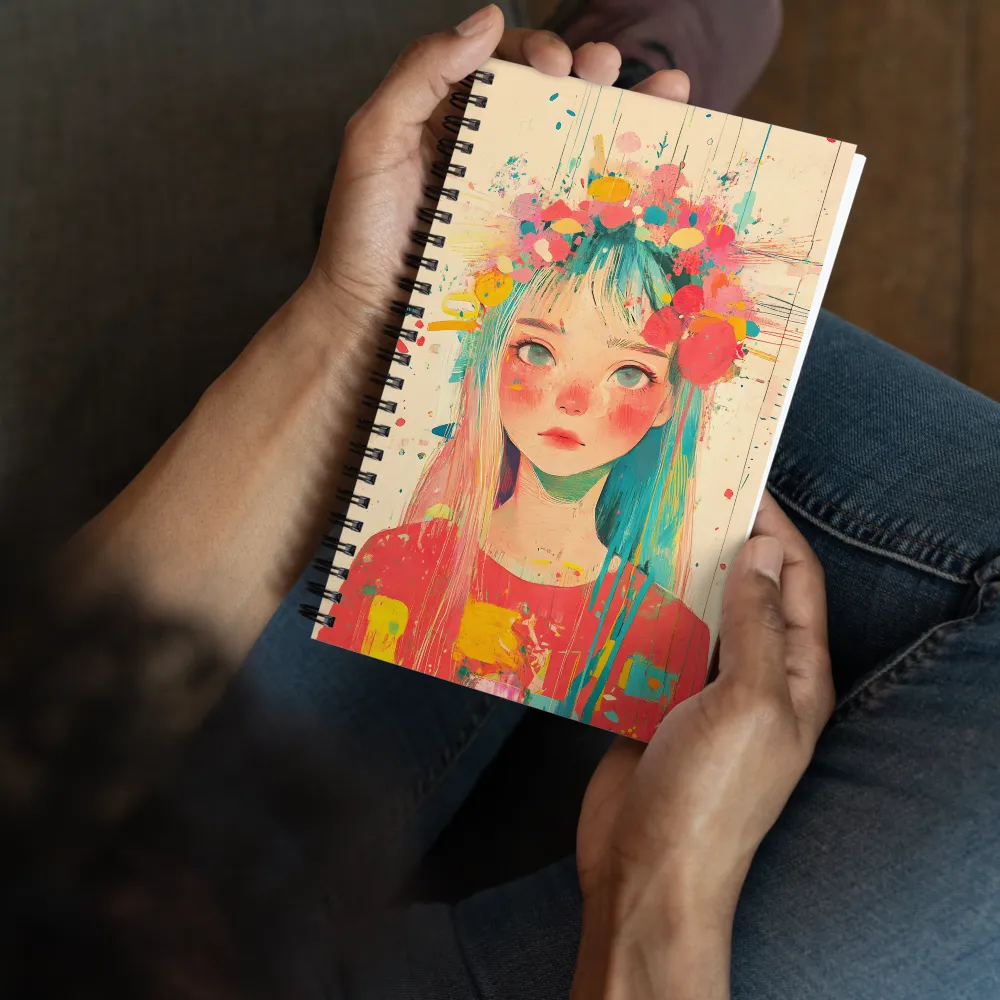 Whimsical Floral Girl Portrait 
 Spiral Notebook | 140 pages