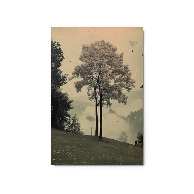 Twin Trees in Mist | Art Print