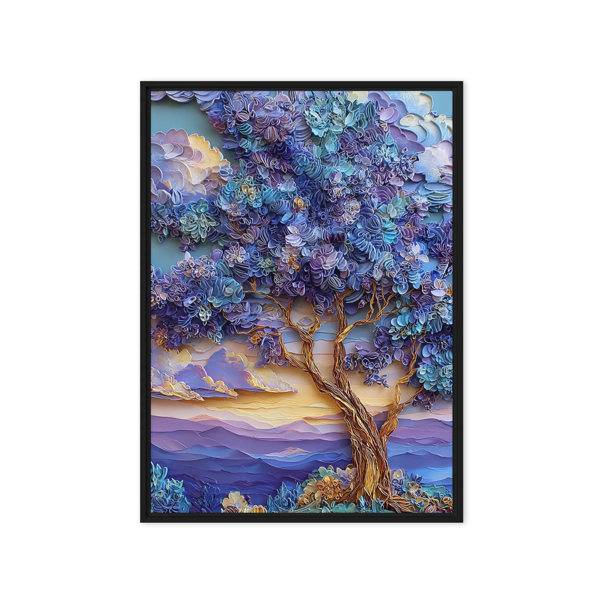 Textured Violet Tree Landscape | Art Print