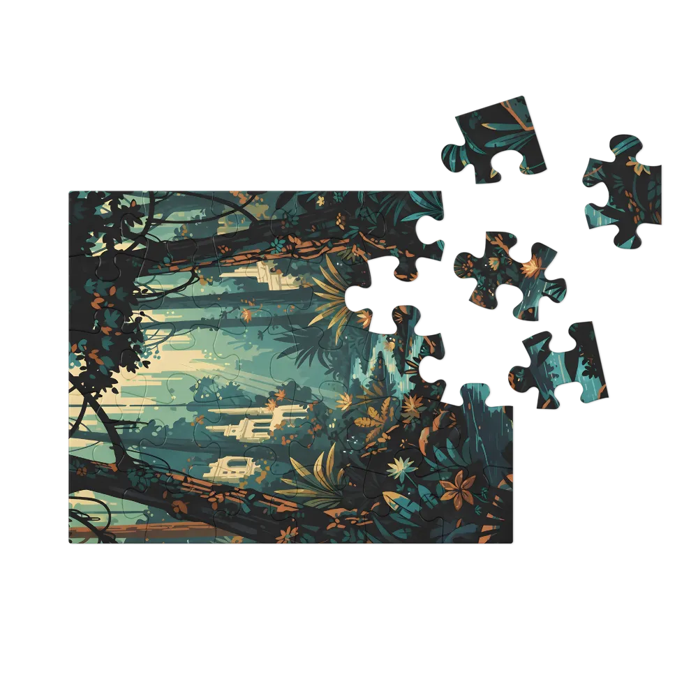Lost City in the Jungle 
 Jigsaw Puzzle in Tin Box