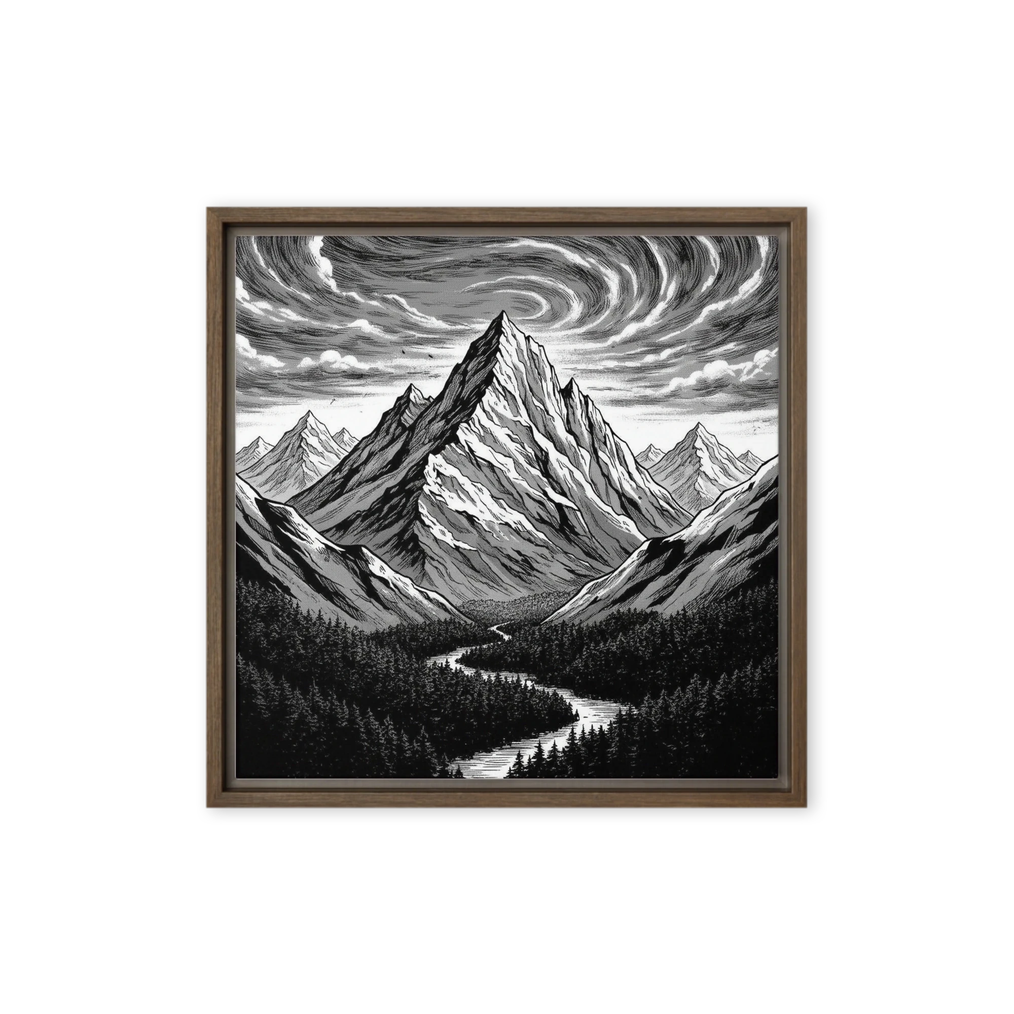 Black and White Mountainscape