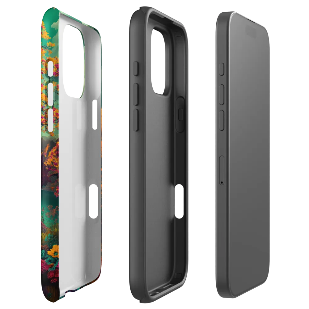 Surreal Vibrant Landscape with Tree and Flowers | Phone Case