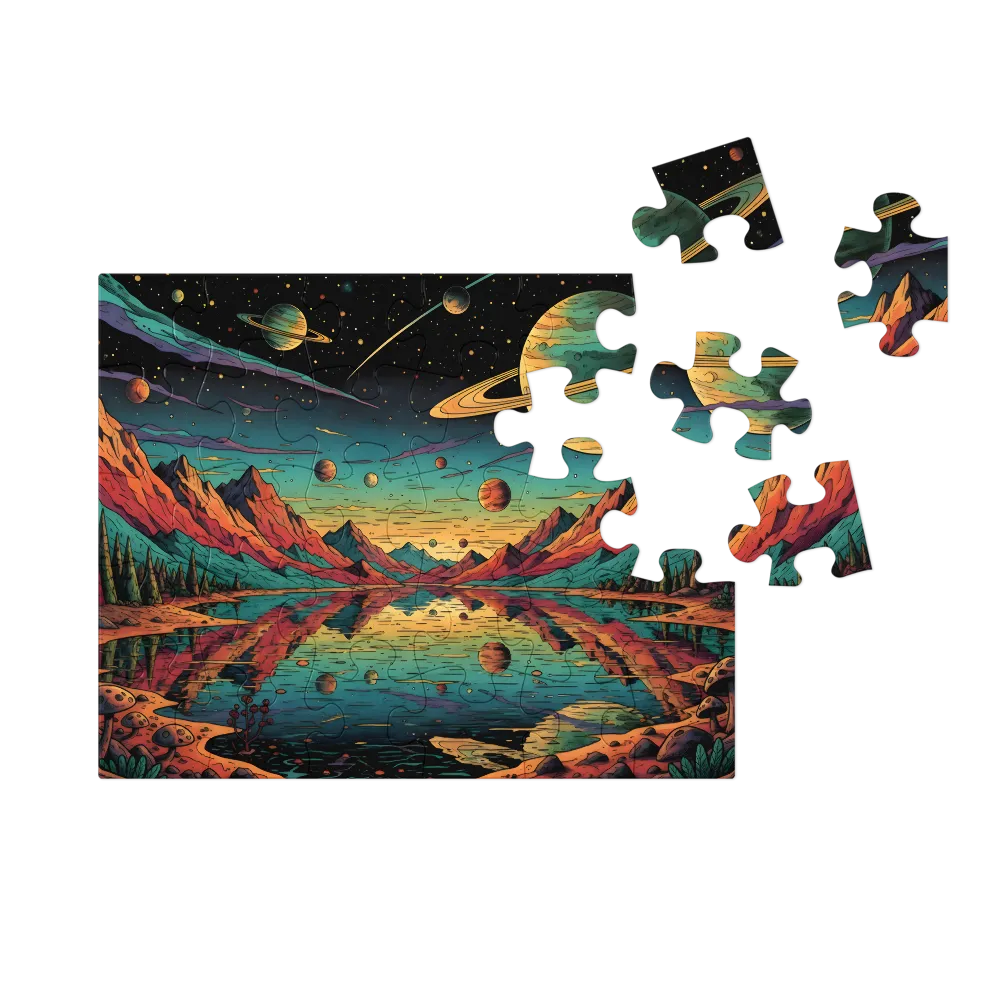 Psychedelic Planetary Vista 
 Jigsaw Puzzle in Tin Box
