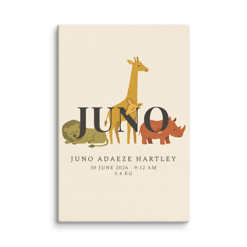 Nursery Name Art — Retro Safari
