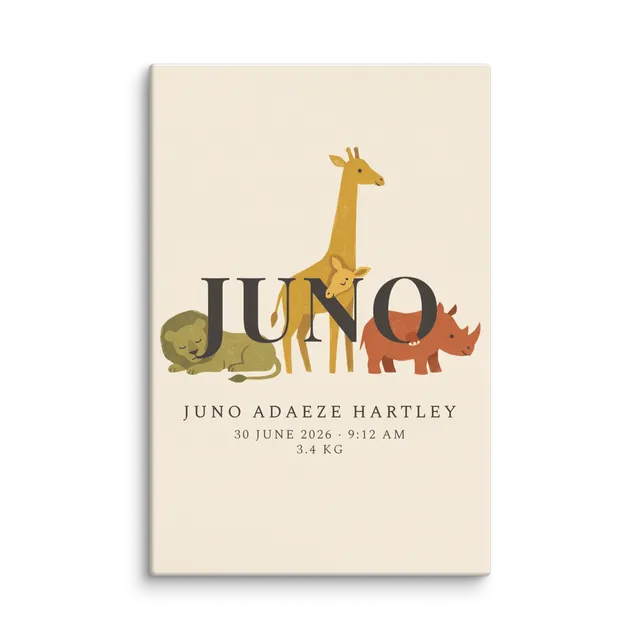 Nursery Name Art — Retro Safari