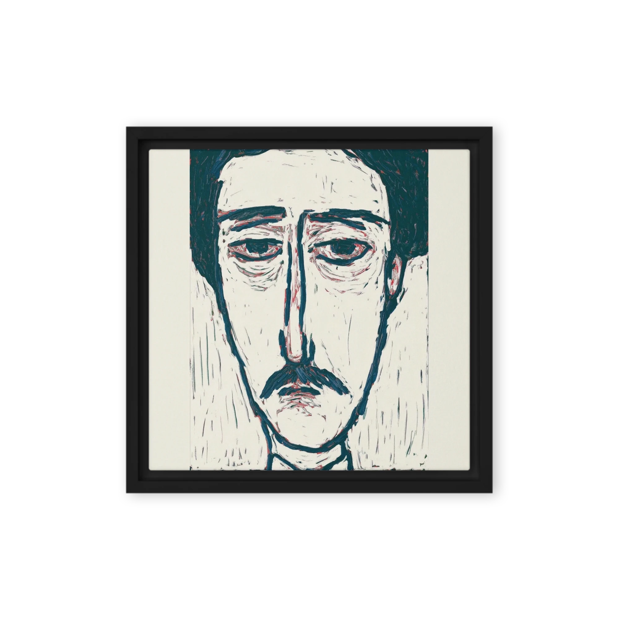Somber Linocut Male Portrait | Art Print