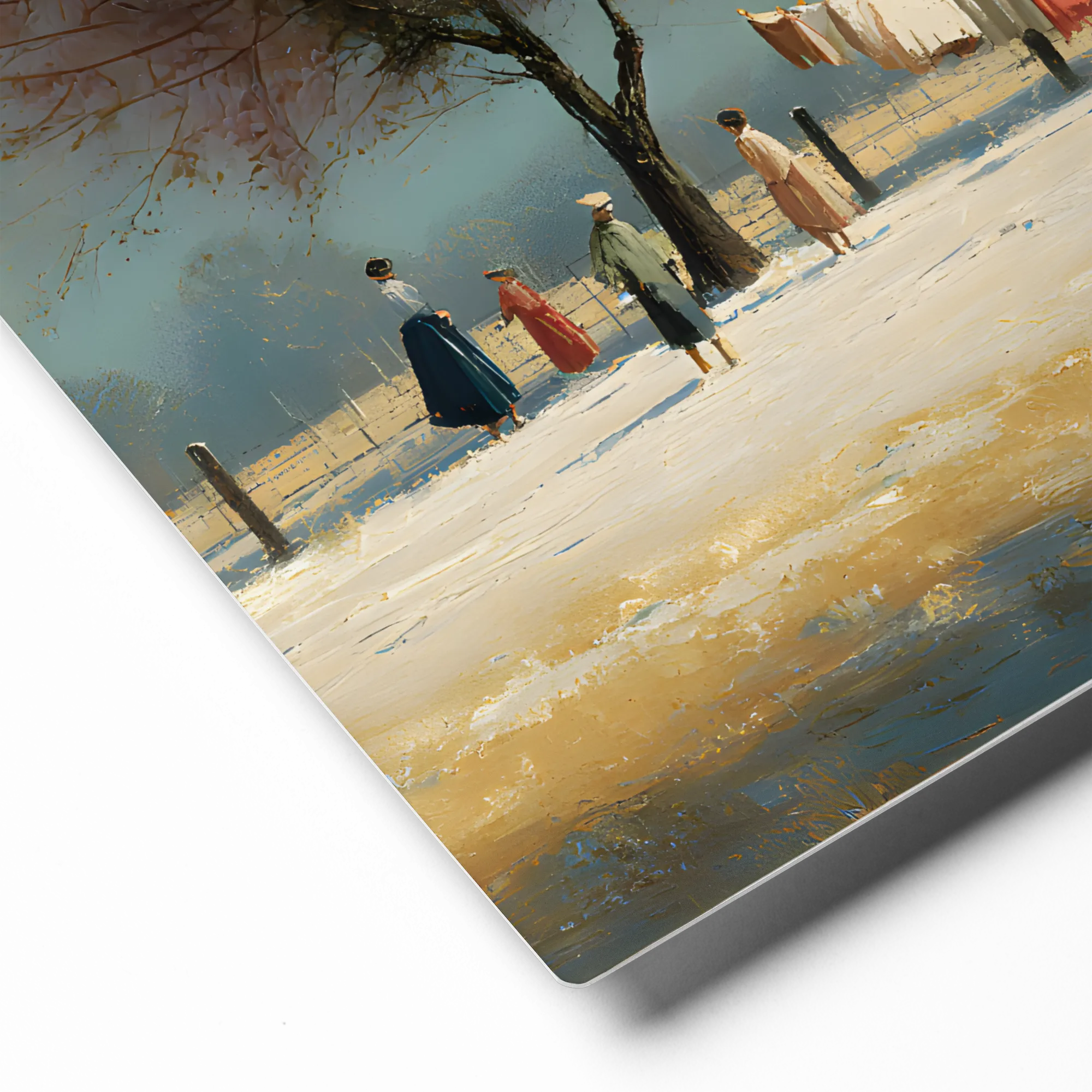 Winter's Embrace in the Village 
 Canvas | 8″x 8″