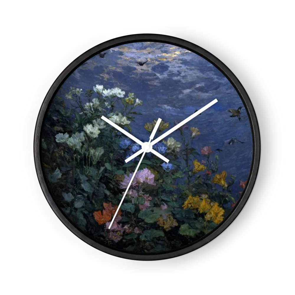Blumengarten in der Dämmerung | Wanduhr