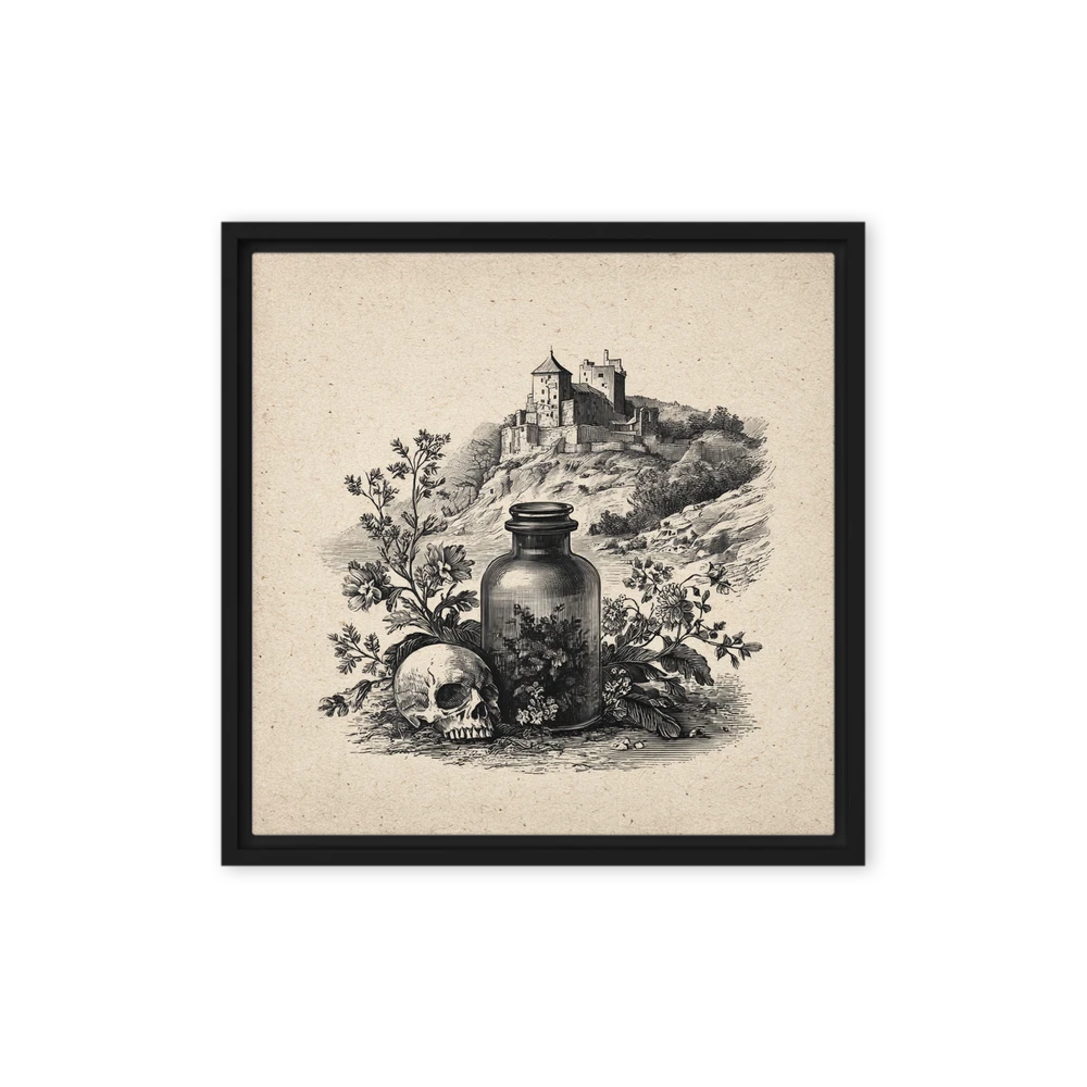 Skull & Castle Engraving | Art Print