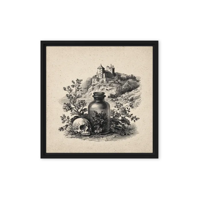 Skull & Castle Engraving | Art Print